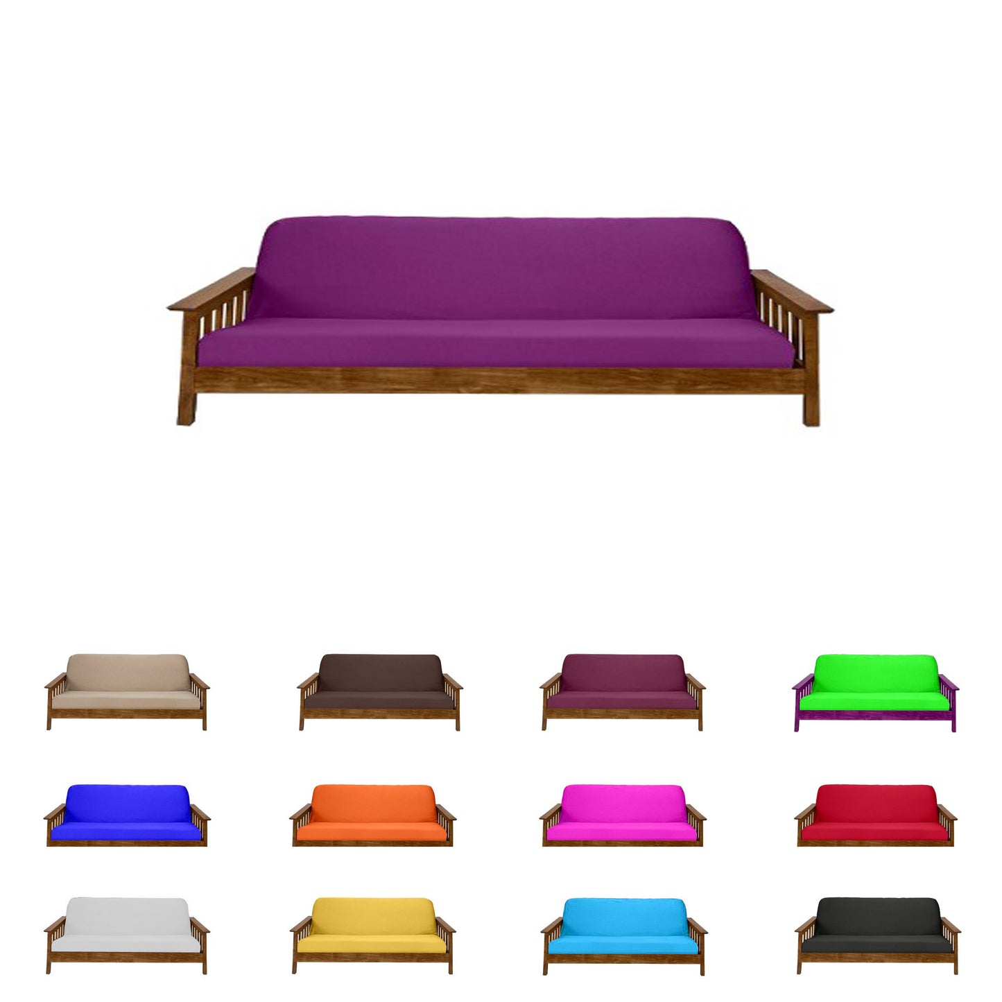 Futon Mattress Covers, Slipcovers, Bed Covering Protector, Solid Colors, 100% Polyester Poplin