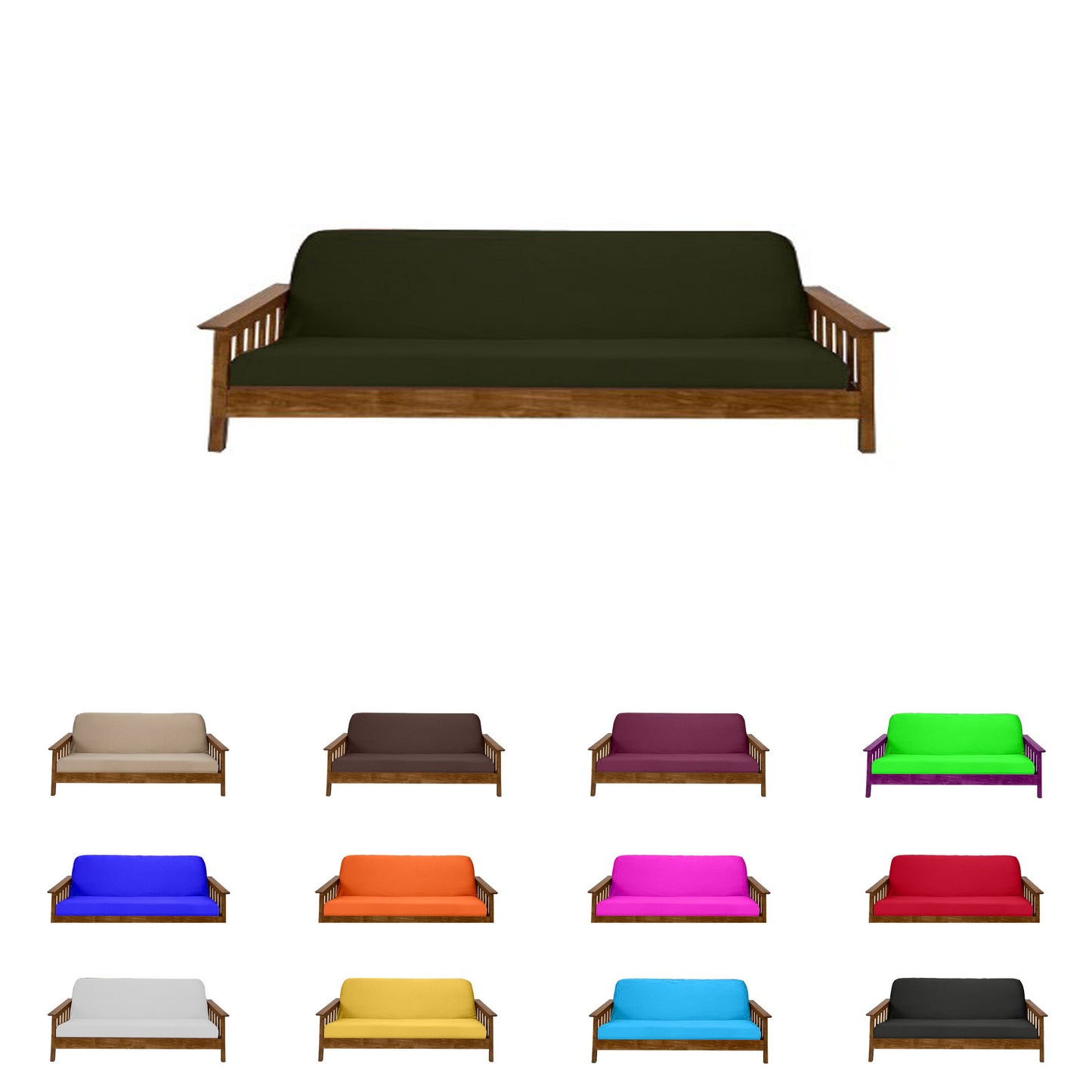 Futon Mattress Covers, Slipcovers, Bed Covering Protector, Solid Colors, 100% Polyester Poplin